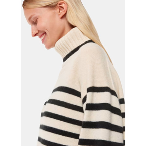 Whistles Ivory Stripe Wool Roll Neck